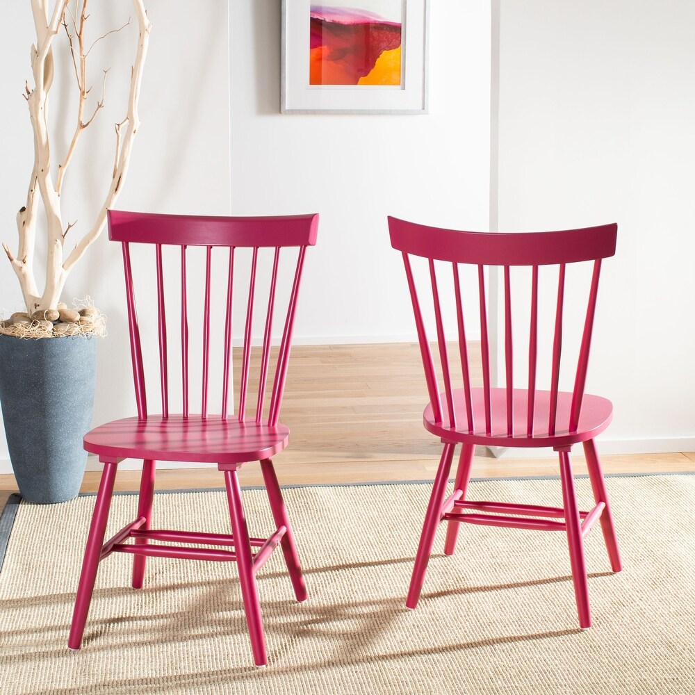 SAFAVIEH Dining Country Lifestyle Spindle Back Raspberry Dining Chairs (Set of 2)   20.5\