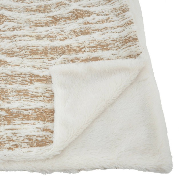 Foil Print Faux Fur Throw Blanket Gold Saro Lifestyle