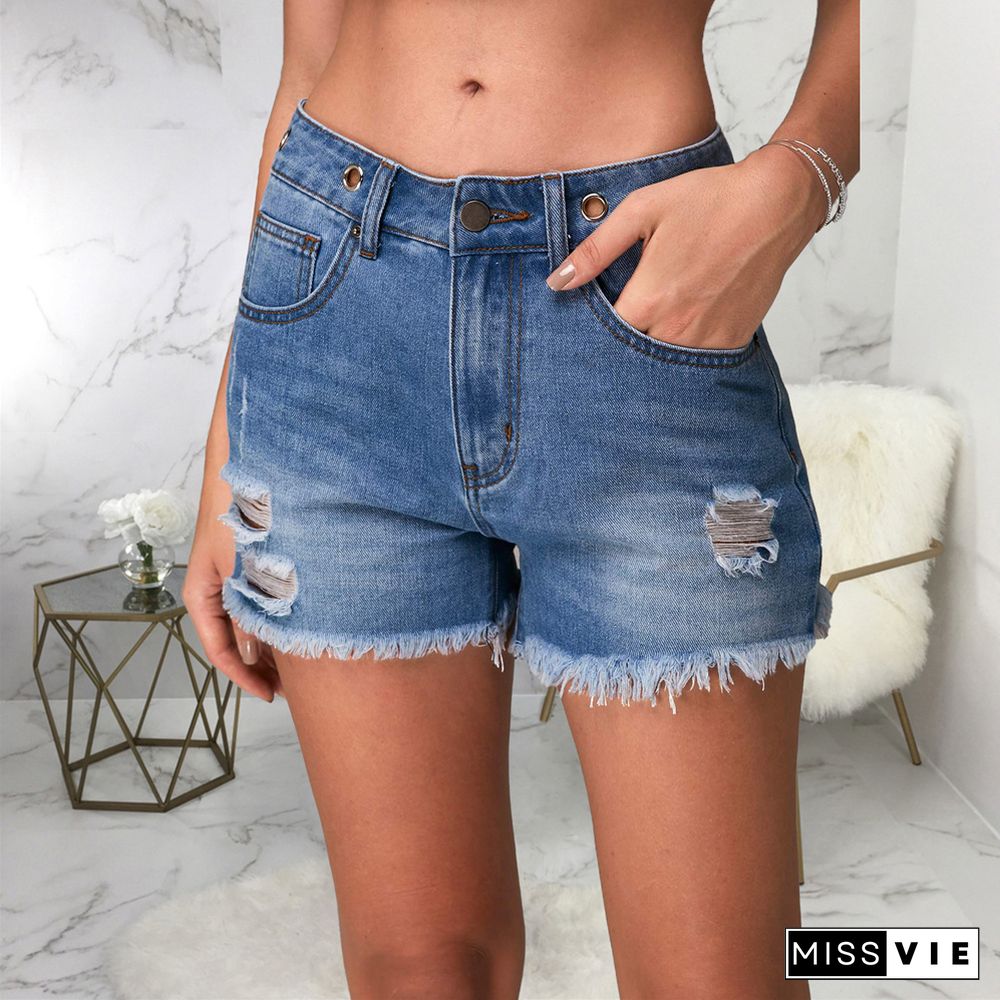 High Waist Stretch Skinny Ripped Denim Jeans