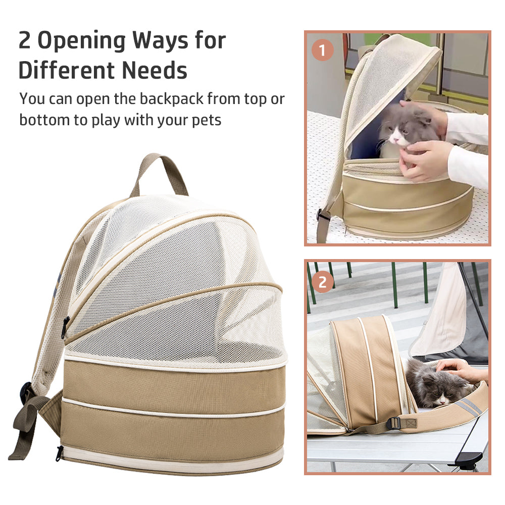 Foldable Cat Backpack Carrier with Breathable Mesh Pet Travel Bag for Cats and Small Dogs Fully Ventilated Lightweight