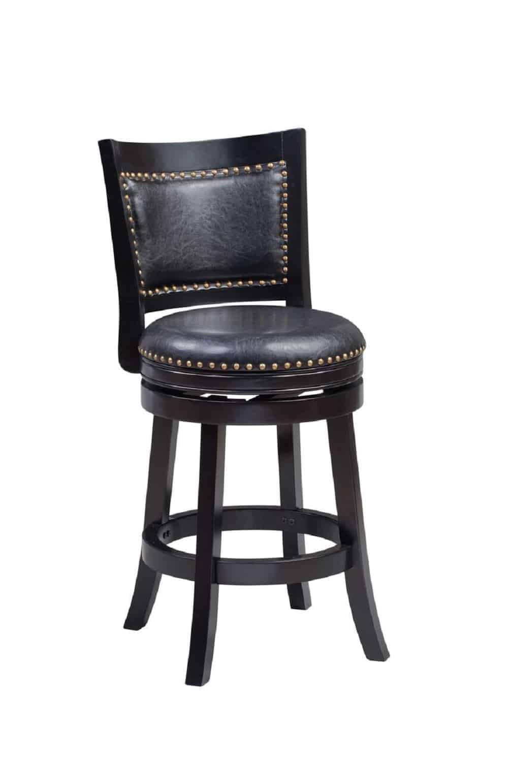 Boraam Bristol 24in. High Back Swivel Wood Counter Stool, Black