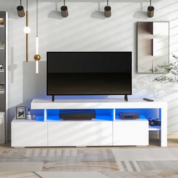 Modern TV Cabinet TV Stand w/LED Lights Up to 70 inch TV-High Gloss