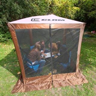 Clam Traveler Screen Shelter 4-Side in BrownTan RoofBlack Mesh with Wind Panel CLAM-TV-9881