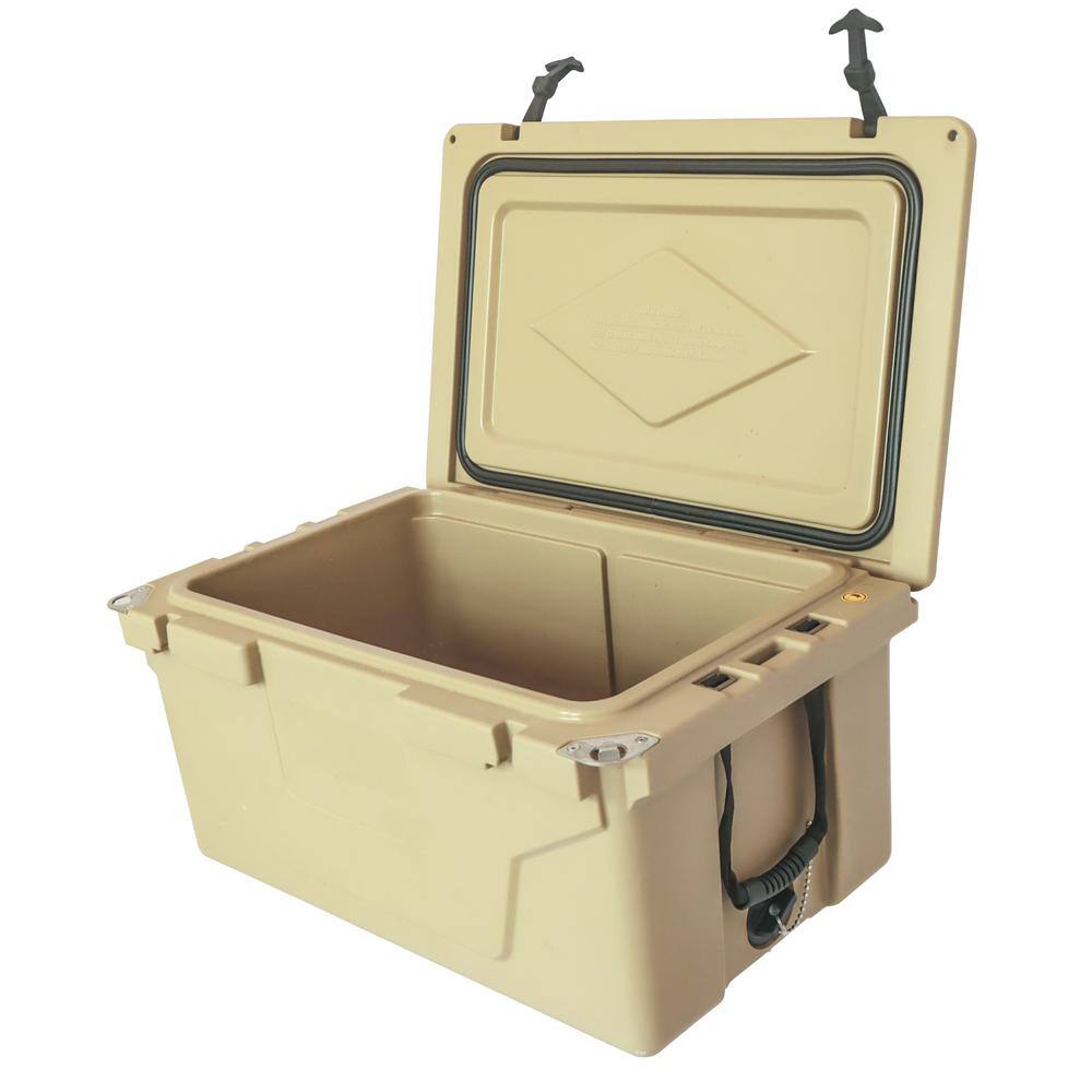 Tatayosi 18 .5 in. W x 29.5 in. L x 15.5 in. H khaki Portable Ice Box Cooler 65QT Outdoor Camping Beer Box Fishing Cooler P-DJ-102233