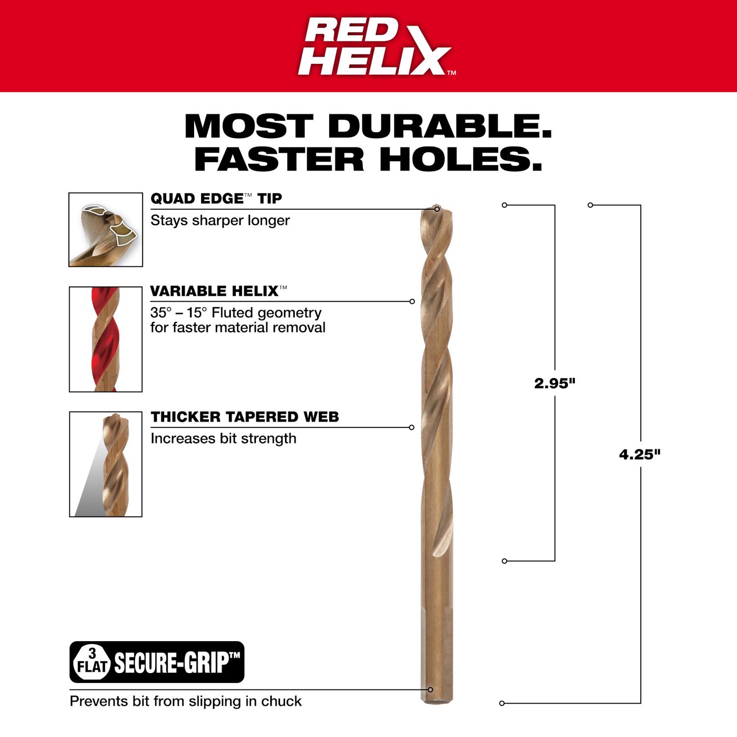 MW Red Helix 9/32 in. X 4-5/16 in. L Steel Thunderbolt Drill Bit 1 pc