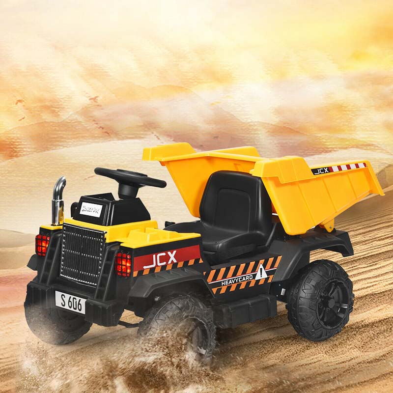 Kids Ride on Dump Truck 12V Battery Powered Riding Toy Car Construction Vehicle with Electric Bucket & 2.4G Remote