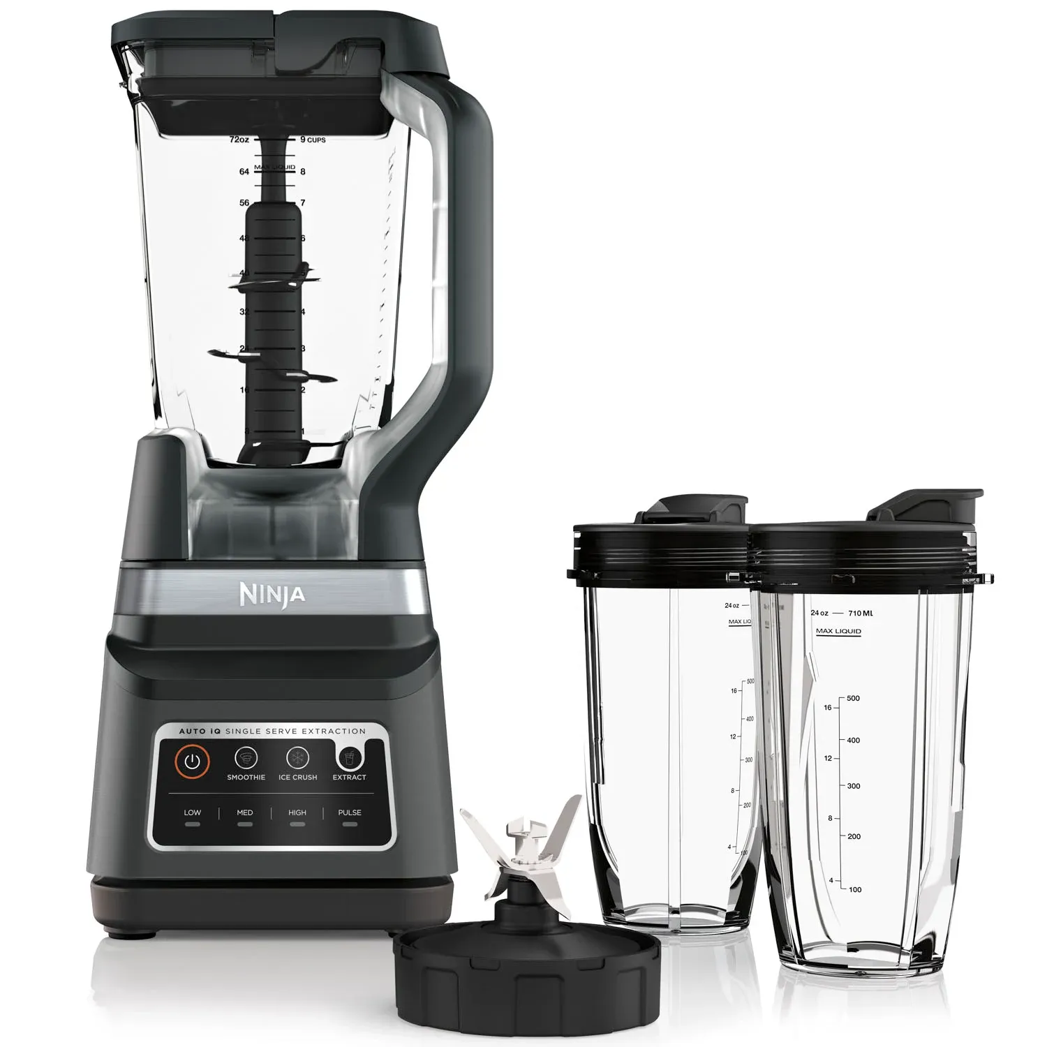 Ninja BN701 Professional Plus Blender， 1400 Peak Watts， 3 Functions for Smoothies， Frozen Drinks and Ice Cream with Auto IQ， 72-oz.* Total Crushing Pitcher and Lid， Dark Grey