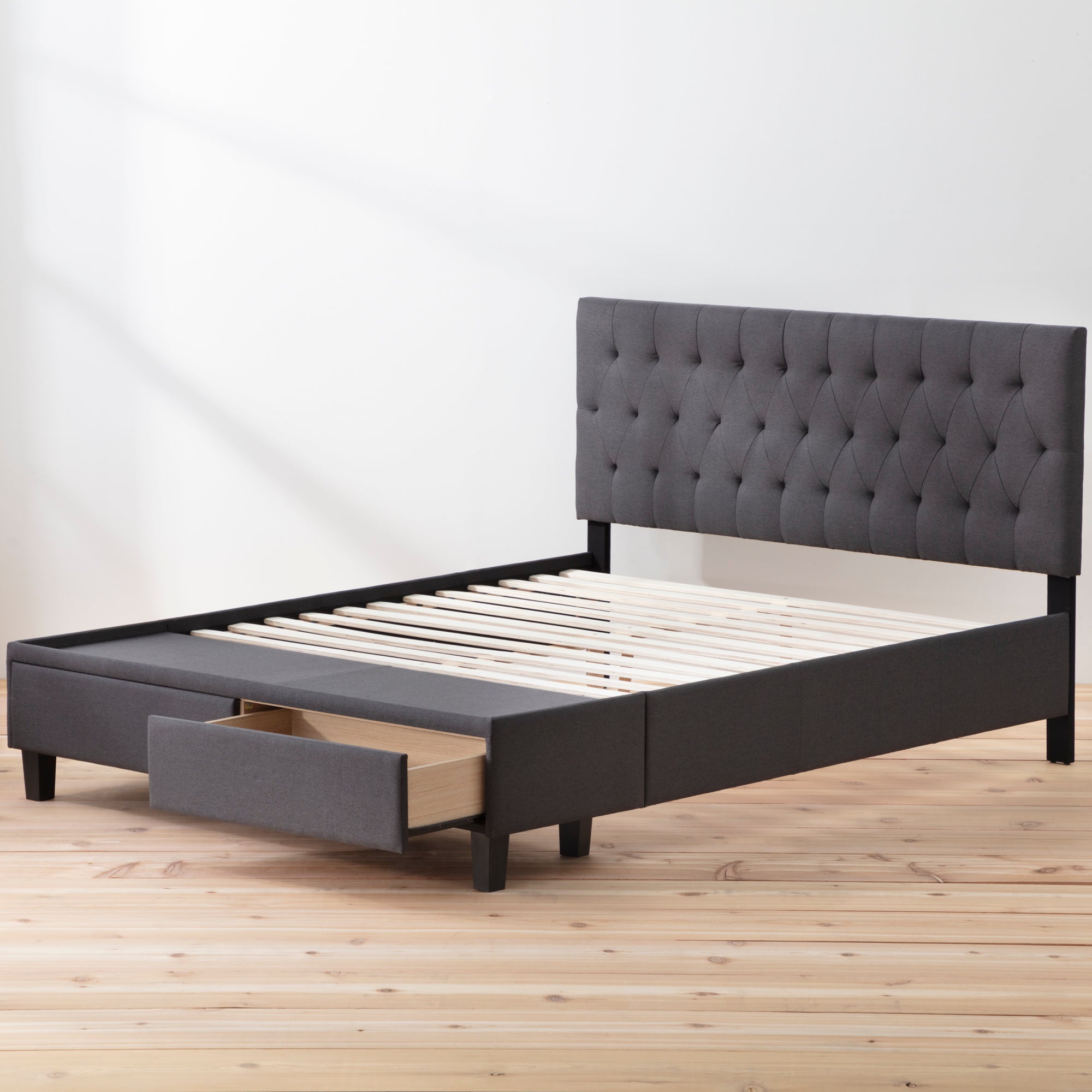 Rest Haven Nampa Upholstered Bed with Drawers, Full, Charcoal