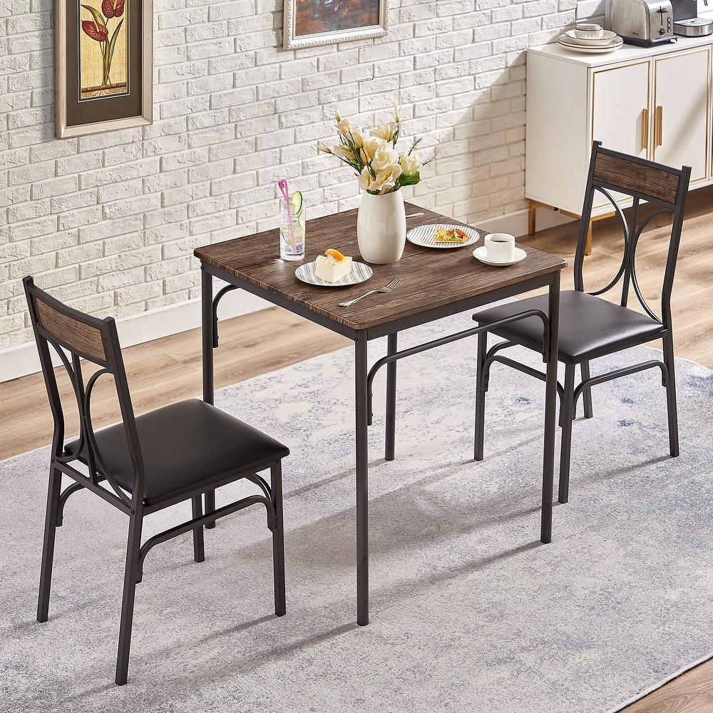 VECELO Bistro Kitchen Dining Table and Dining Chair Set of 2 or 4 (3PCS/5PCS)