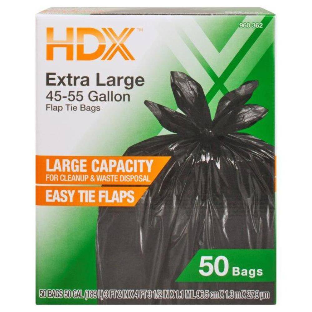 HDX 50 Gal. Black Extra Large Trash Bags (50-Count) HDX 960362