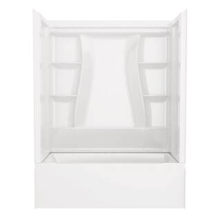 Delta Classic 500 60 in. x 30 in. Alcove Right Drain Bathtub and Wall Surrounds in High Gloss White BVS2-C512-WH