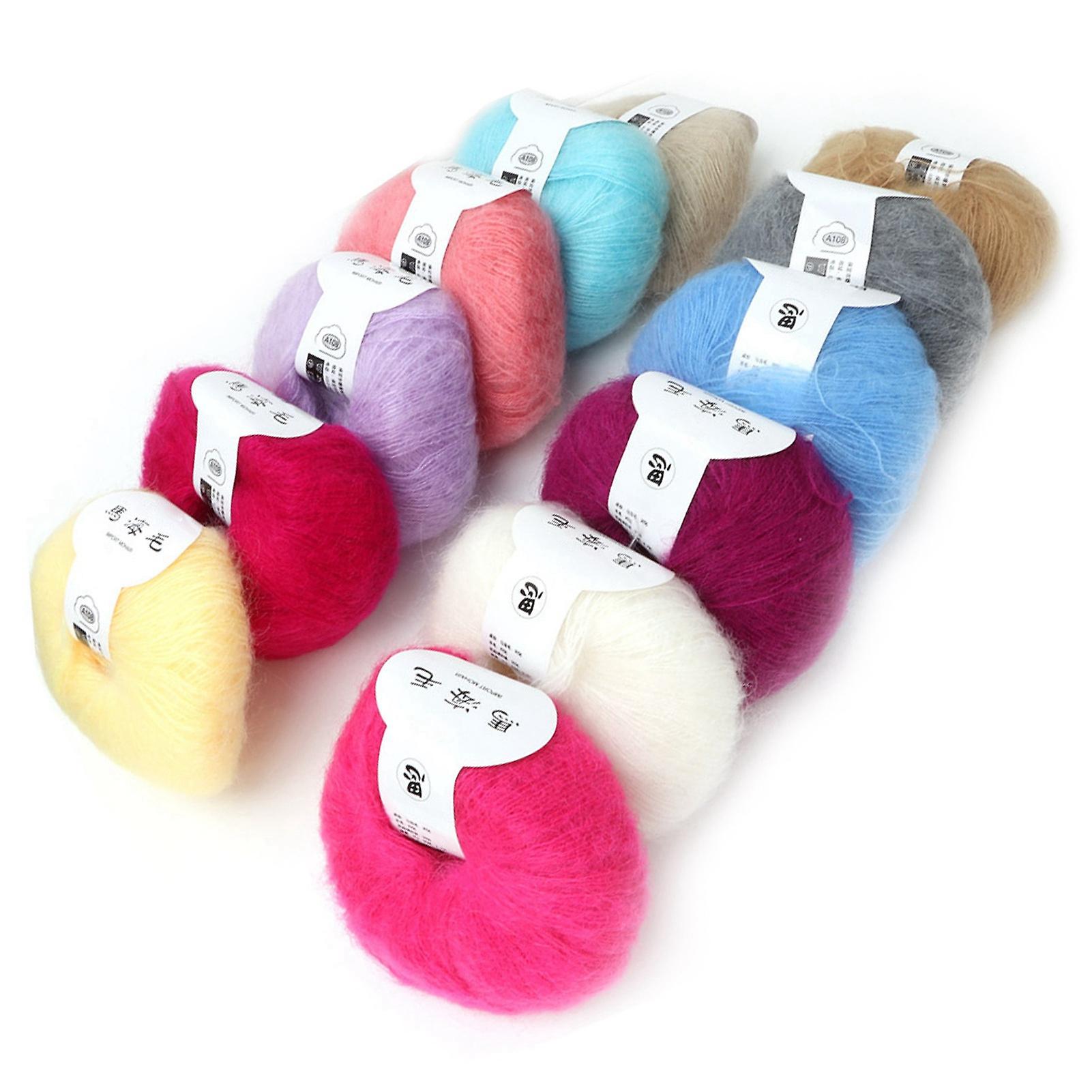 Popular Soft  Mohair Pashm Knit Angora Long Wool Yarn Hot (12 Colors A Set)