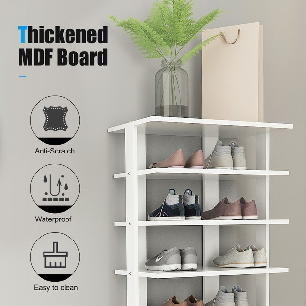 Tangkula 7 tier Shoe Rack Free Standing Shelf Storage Modern Shoe Rack Organizer Brown black white