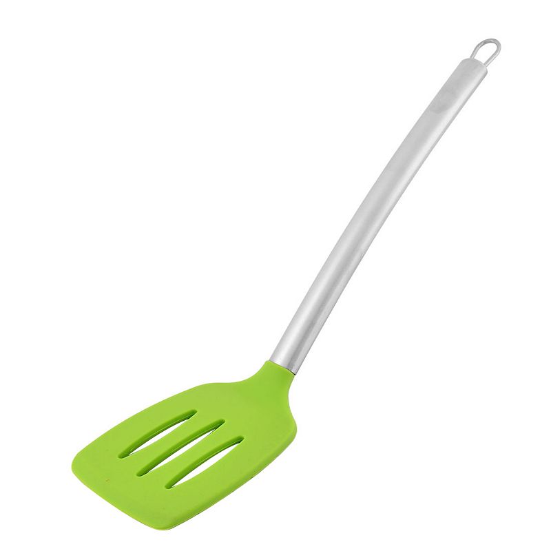 Kitchenware Stainless Steel Grip Silicone Slotted Pancake Turner Spatula