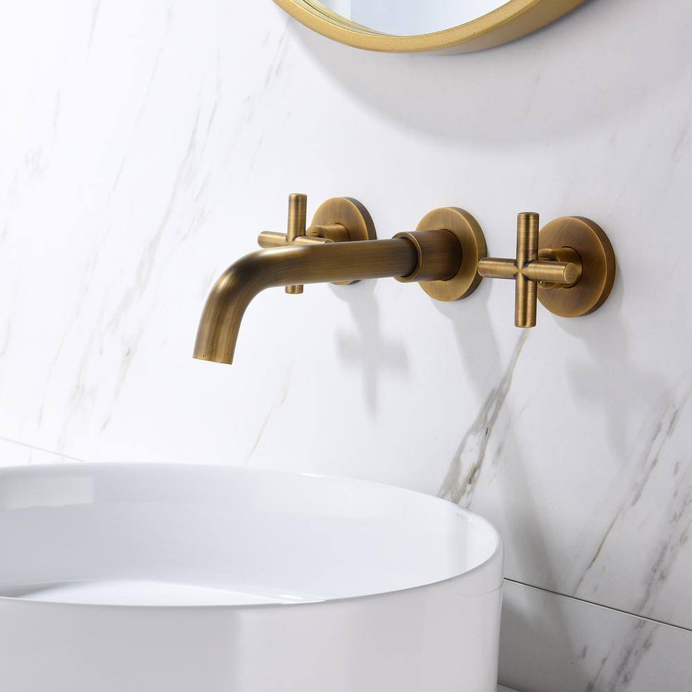 matrix decor Double Handle Wall Mounted Bathroom Faucet in Archaize MD-AL12763388A