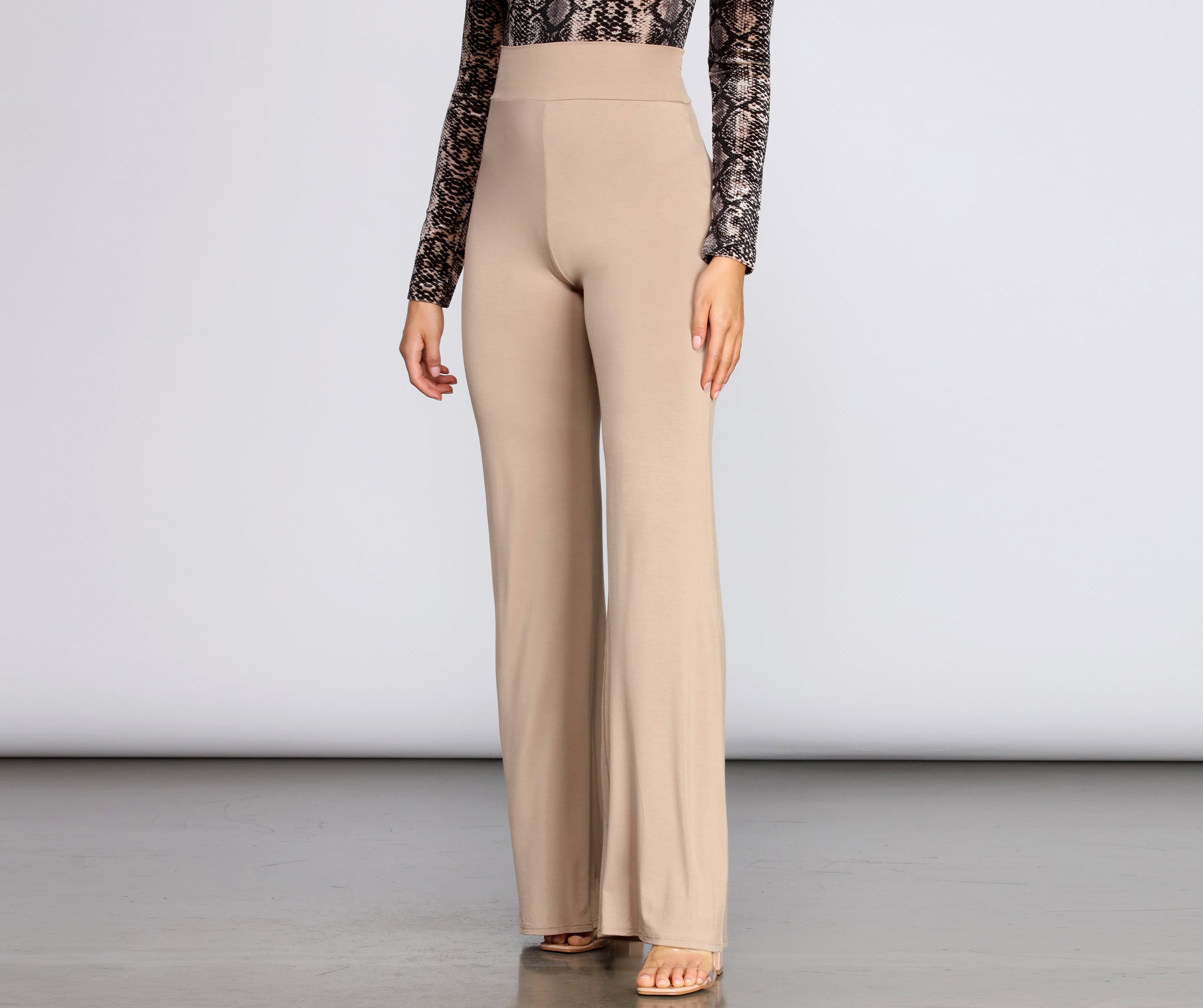 Basic Wide Leg Stretch Pants