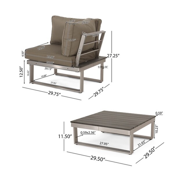 Sterling Aluminum 4piece Sofa Set with Cushions by Christopher Knight Home