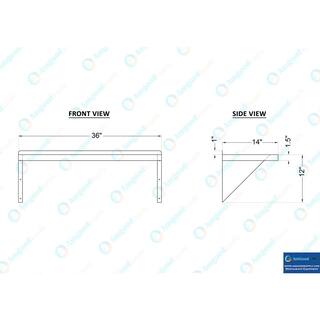 AMGOOD 14 in. W x 36 in. D Stainless Steel Wall Shelf Square Edge. Kitchen Restaurant Garage Laundry Decorative Wall Shelf AMG WS-SQ-1436