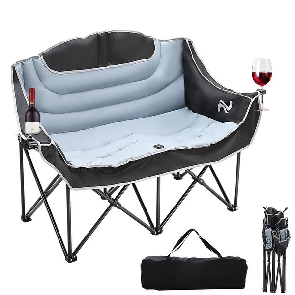 DoCred Double Seats Oversized Camping Chair with Cup Holder