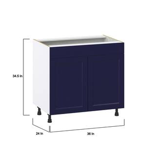 J COLLECTION Devon Painted 36 in. W x 34.5 in. H x 24 in. D Blue Shaker Assembled Cooktop Base Kitchen Cabinet DSBCT36FF-DV