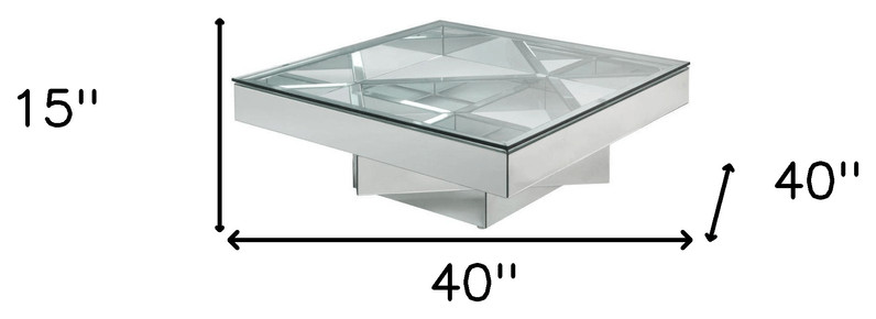 40 quotSilver And Clear Glass Rectangular Mirrored Coffee Table   Coffee Tables   by HomeRoots  Houzz