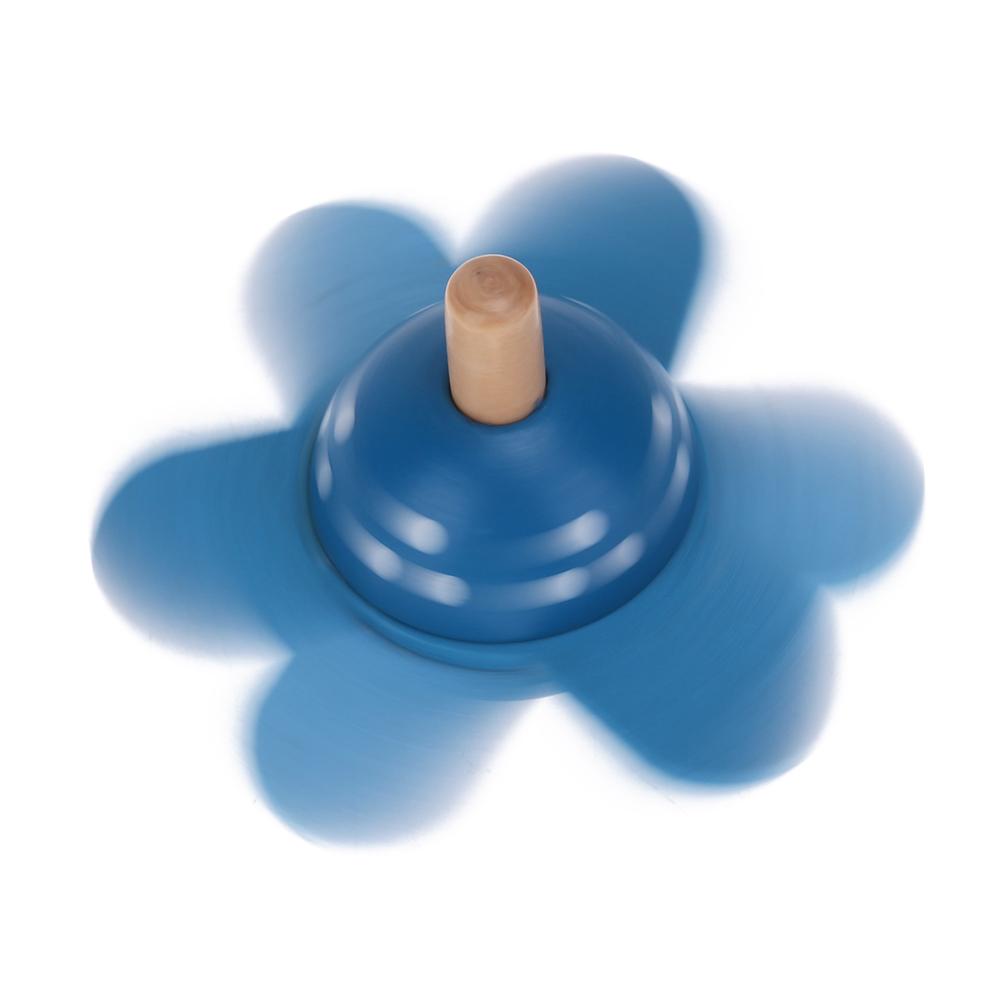 Kid Toys Flower Rotating Wooden Spinning Wood Educational Toy/Blue