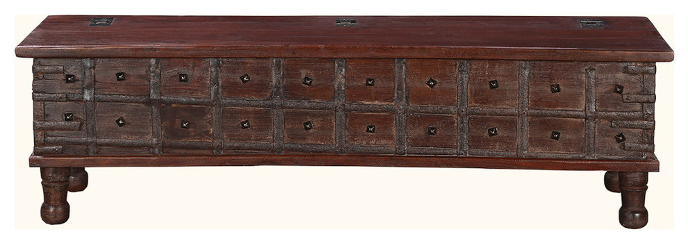 Gothic Classic Reclaimed Wood 60 quotStorage Trunk Chest   Traditional   Coffee Tables   by Sierra Living Concepts Inc  Houzz