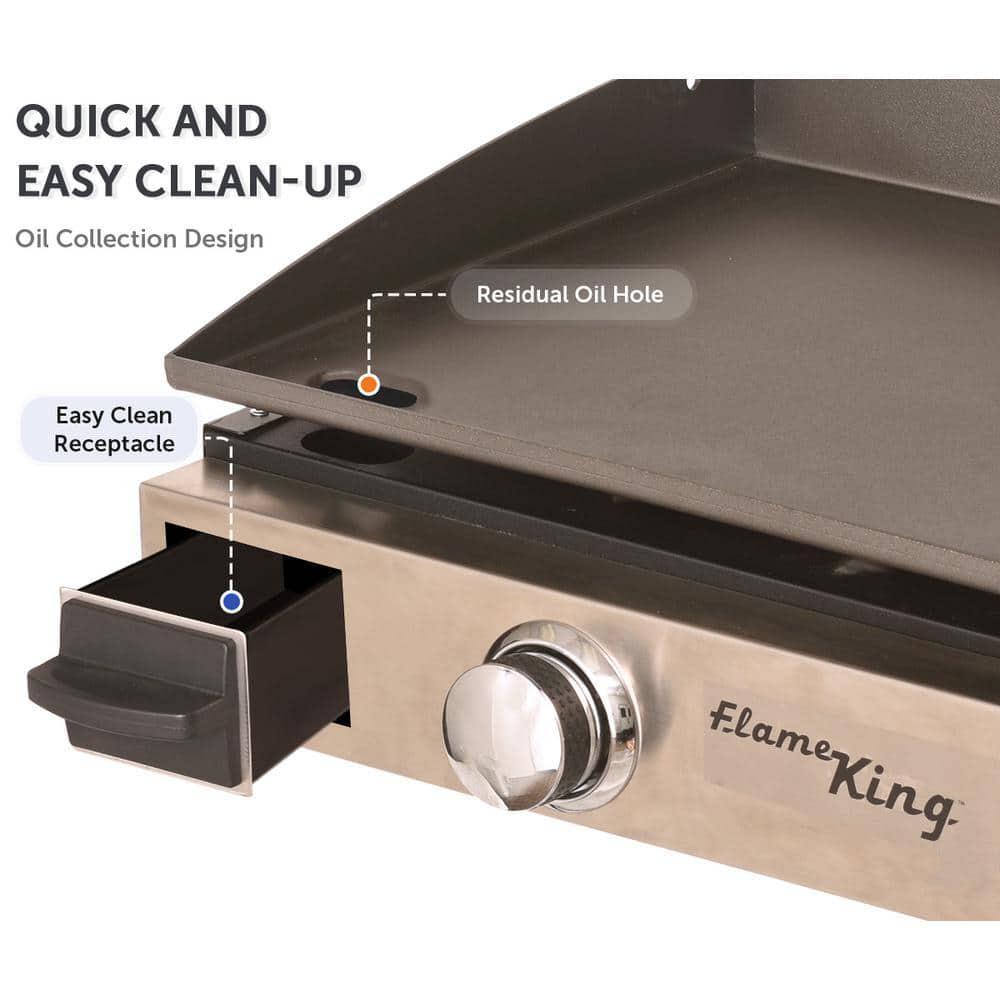 Flame King Flat Top Cast Iron Propane Grill Griddle for Tabletop Wall Mounted and Floor Stand