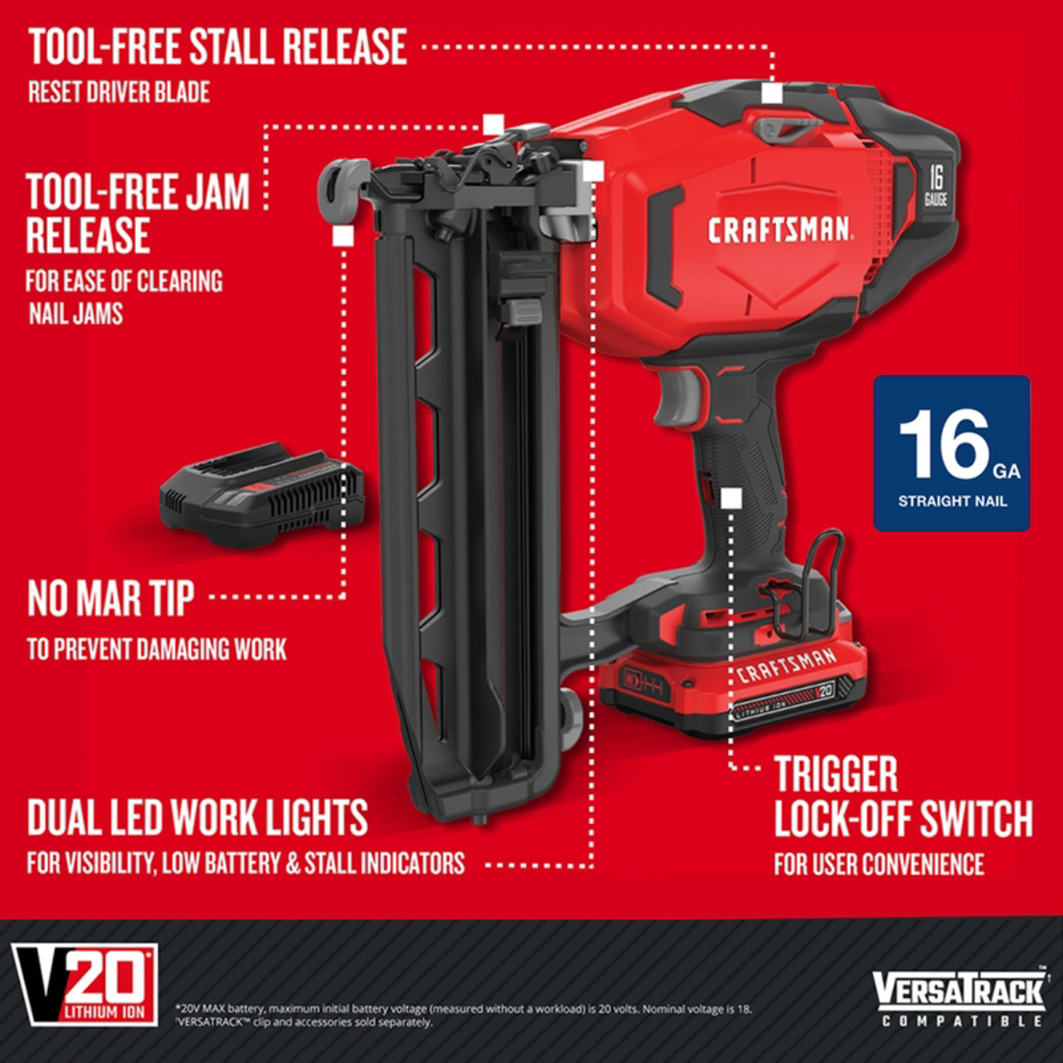 Craftsman V20 16 Ga. Finish Nailer Kit