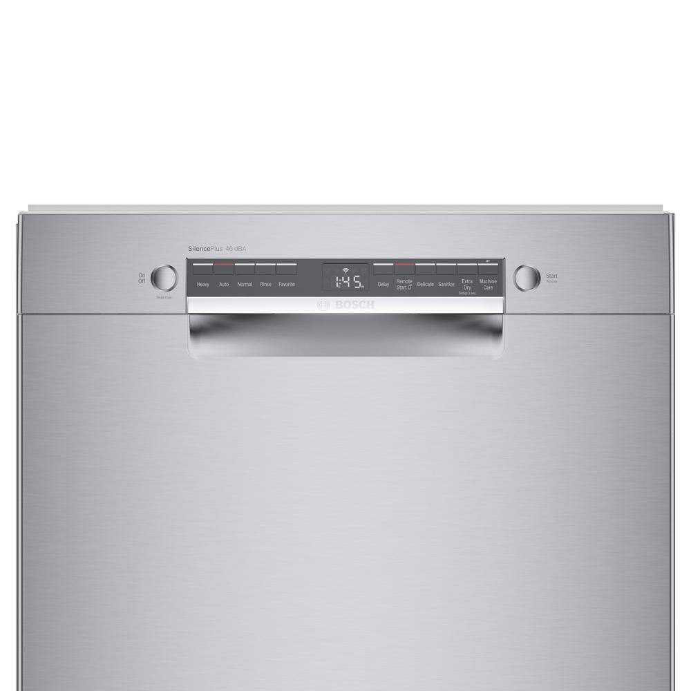 Bosch 300 Series 24 in. ADA Compliant Smart Front Control Dishwasher in Stainless Steel with Stainless Steel Tub 46dBA SGE53B55UC