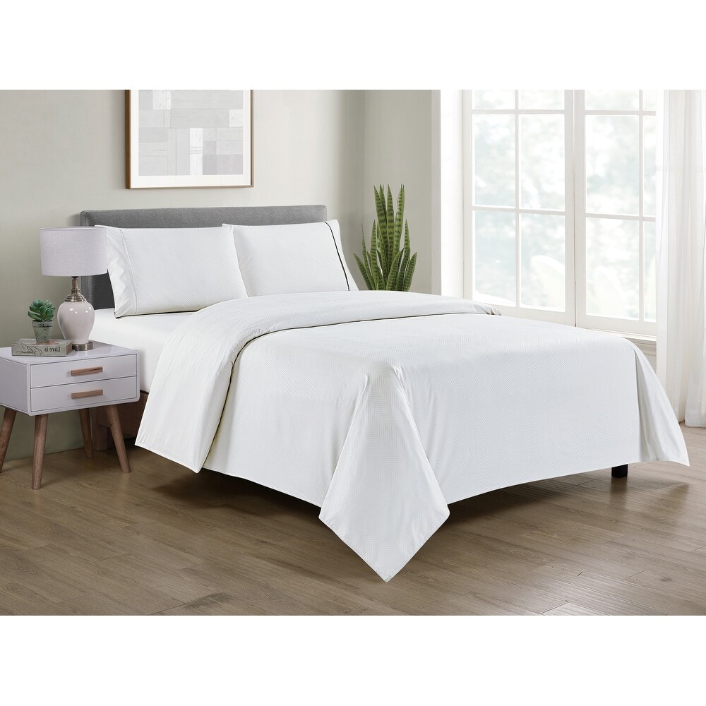 Rayon from Bamboo 4 Piece Luxury Chevron Embossed Sheet Set