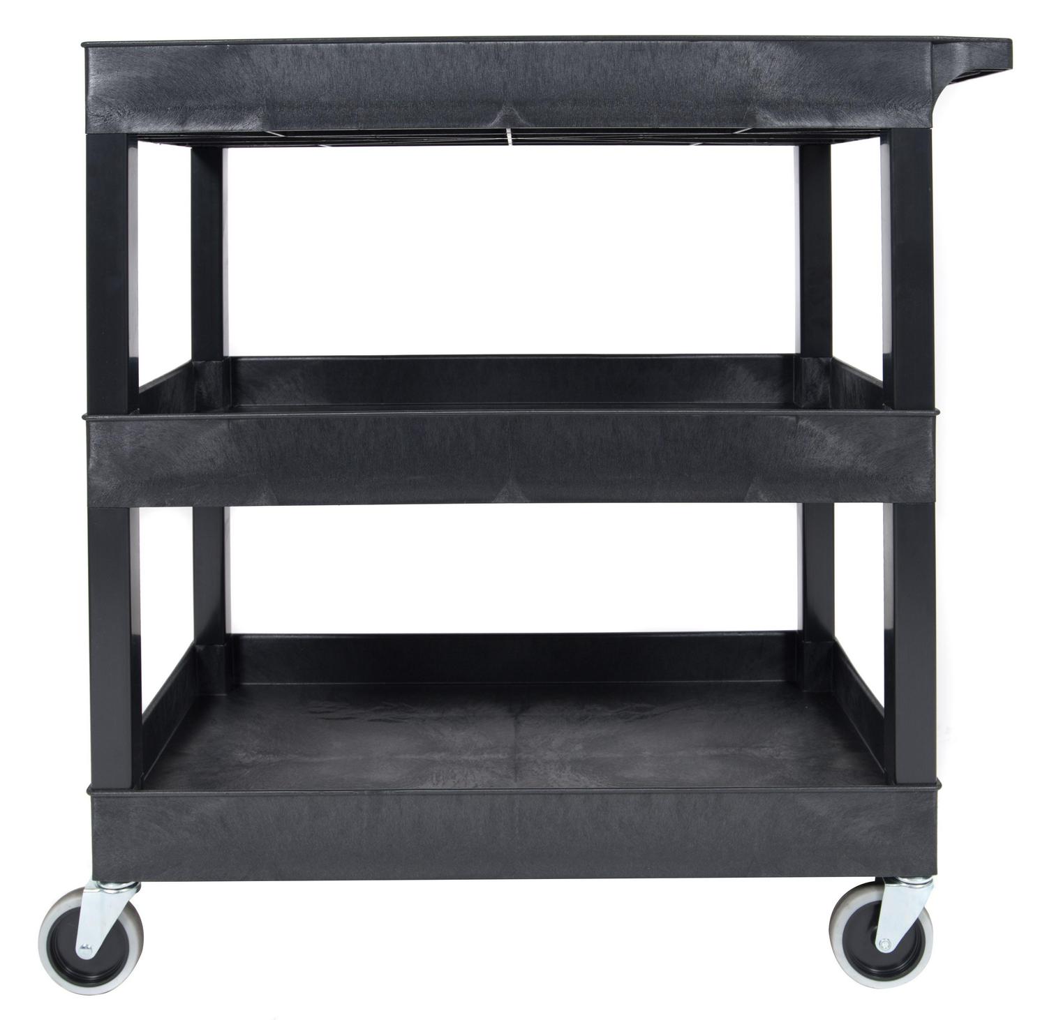 Luxor EC111B 32  x 18  3 Tub Shelf Utility Cart Black  Crowdfused