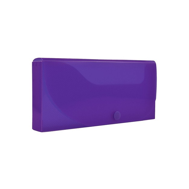 Jam Paper Plastic Pencil Case Snap Button Pencil Case Box Purple 166532743