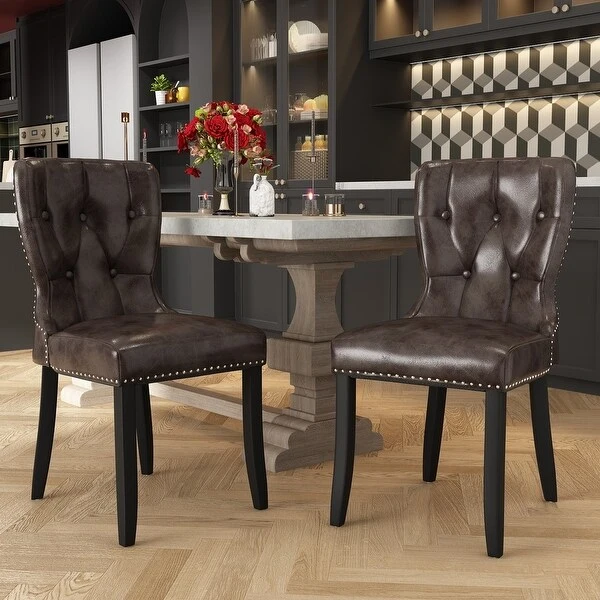 PU Leather Dining Chair Set of 2 Upholstered Modern Dining Room Chair