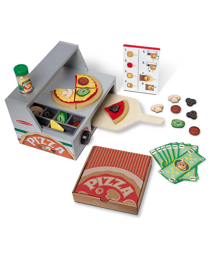 Melissa and Doug Melissa and Doug Top and Bake Wooden Pizza Counter Play Set-41 Pcs