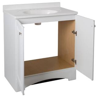 Glacier Bay 30.5 in. W x 18.69 in. D Bath Vanity in White with Cultured Marble Vanity Top in White with Integrated Sink GB30P2COM-WH