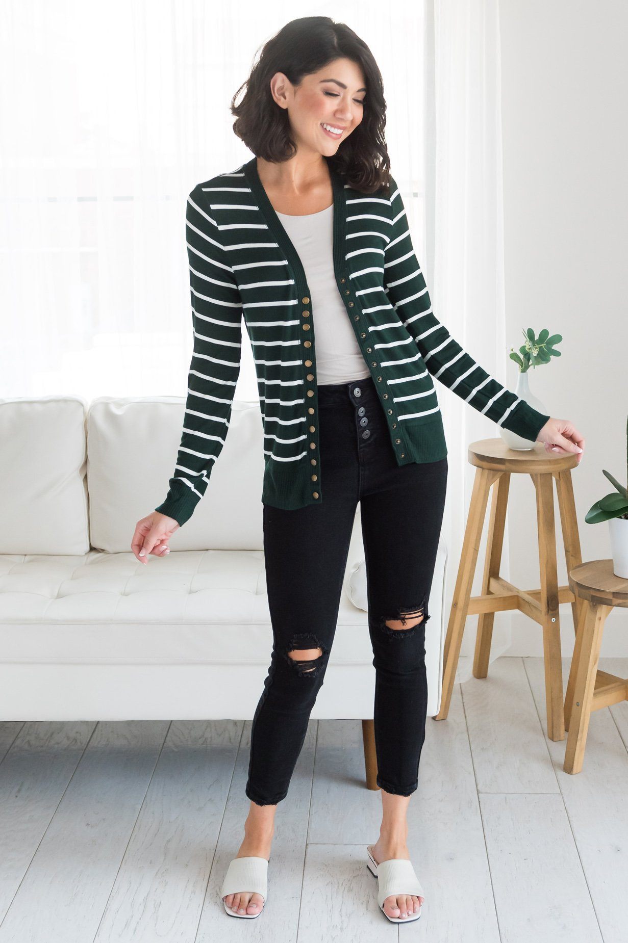 Striped Sweetheart Modest Cardigan