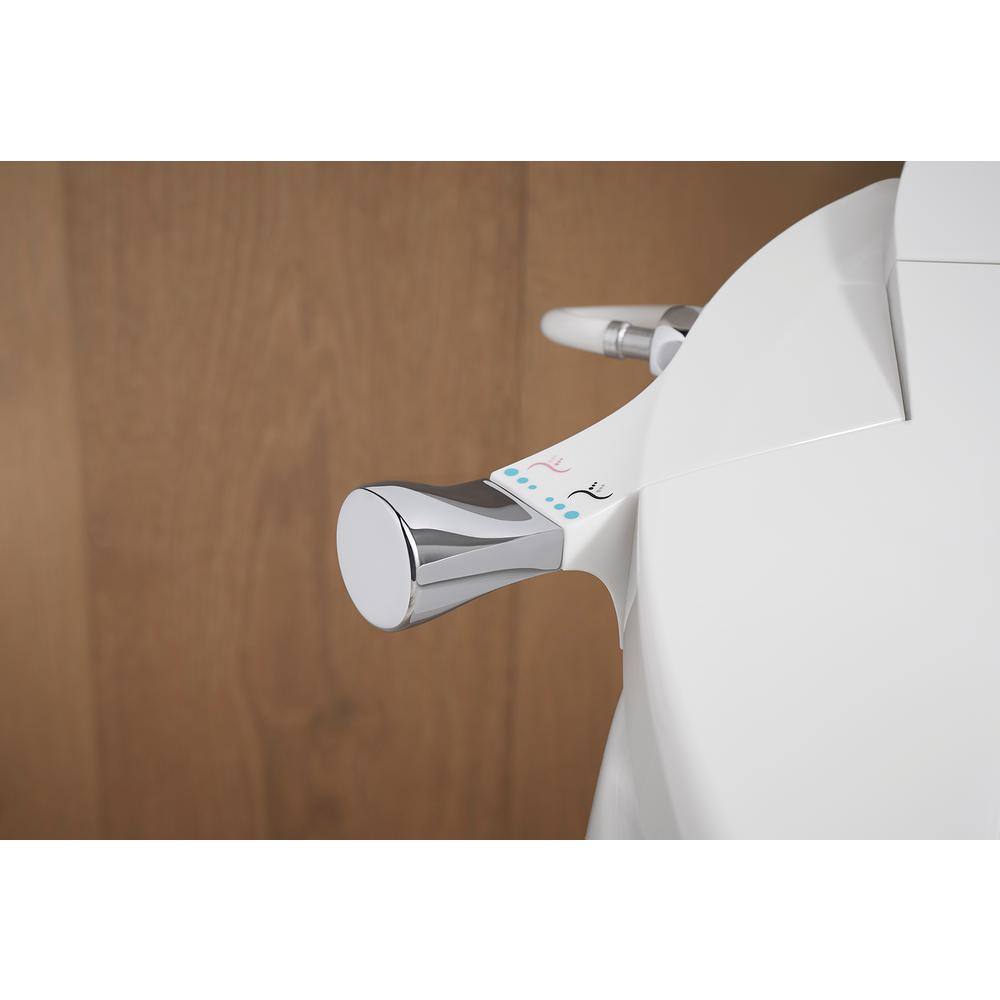 KOHLER Purewash Non- Electric Bidet Seat for Elongated Toilet in White with Polished Chrome Handles 98804-CP-0