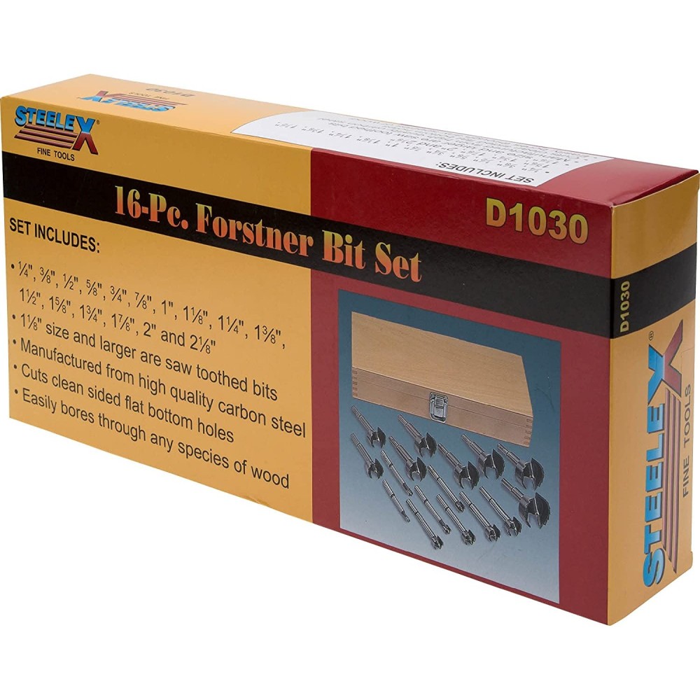 Steelex Forstner Bit Set 1/4 to 2-1/8 16pc ;