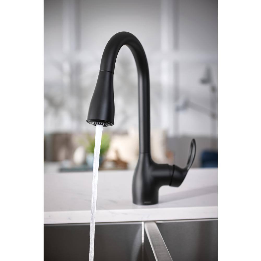 MOEN Kleo Single-Handle Pull-Down Sprayer Kitchen Faucet with Reflex and Power Clean in Matte Black CA87011BL