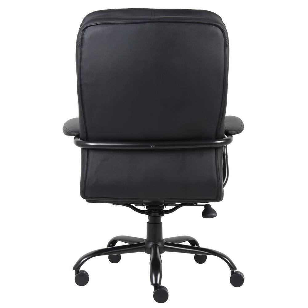 BOSS Office Products Black Caresoft Vinyl Big and Tall Desk Chair Heavy Duty Black Steel Constuction 400 LB Capacity B991-CP