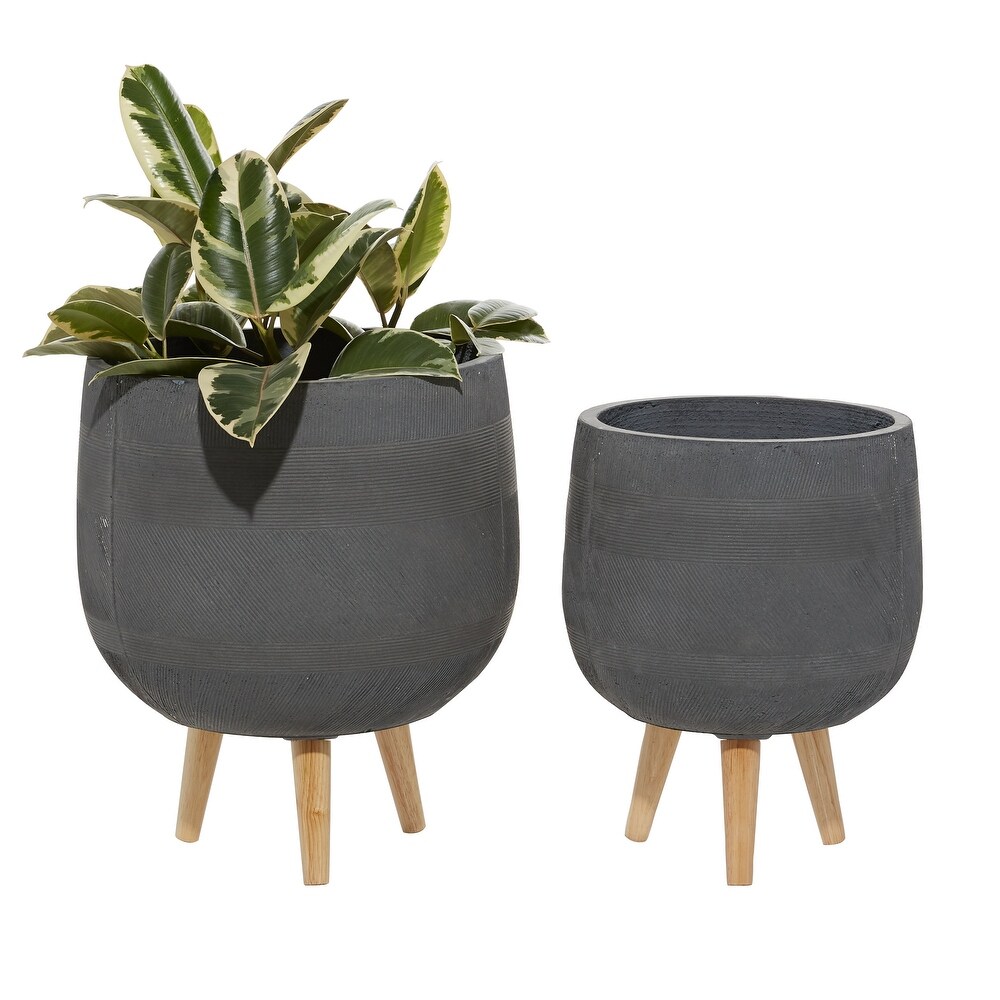 Ceramic Contemporary Planter (Set of 2)   12 x 12 x 15Round