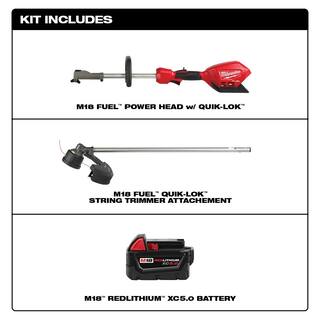 MW M18 FUEL 18V Lithium-Ion Cordless Brushless String Grass Trimmer W Attachment Capability W M18 5.0Ah Battery 2825-20ST-48-11-1850