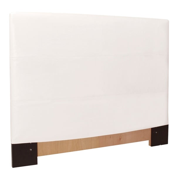 Slip-covered Full/ Queen White Faux Leather Headboard - - 6753199