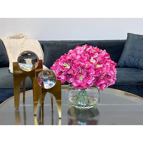 Hydrangea Floral Arrangement in a Round Glass Vase