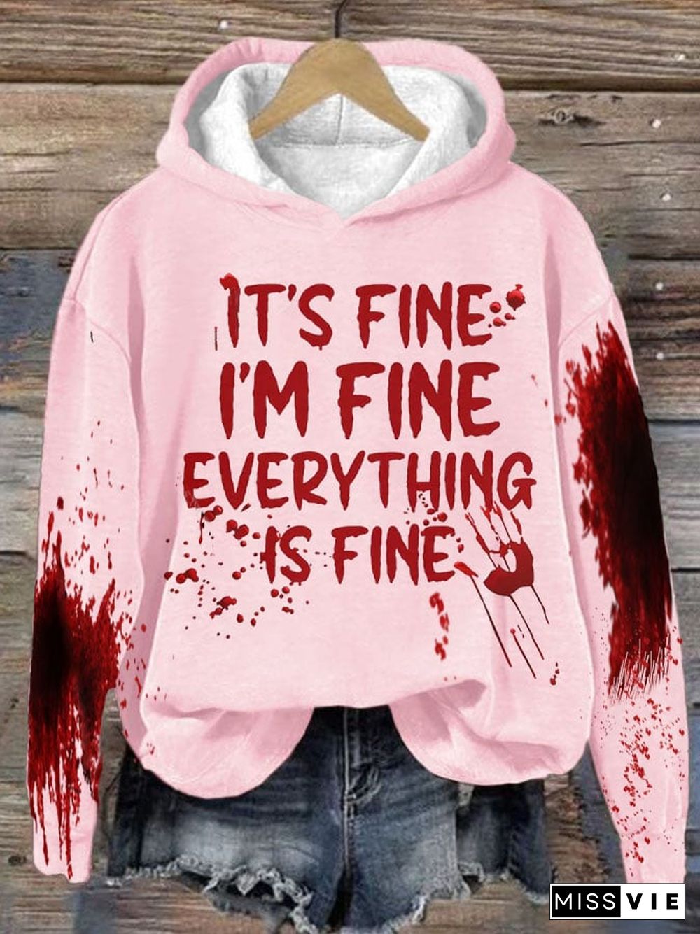 It'S Fine It'S Fine Everyting Is Fine Halloween Women'S Printed Casual Long-Sleeved Sweatshirt