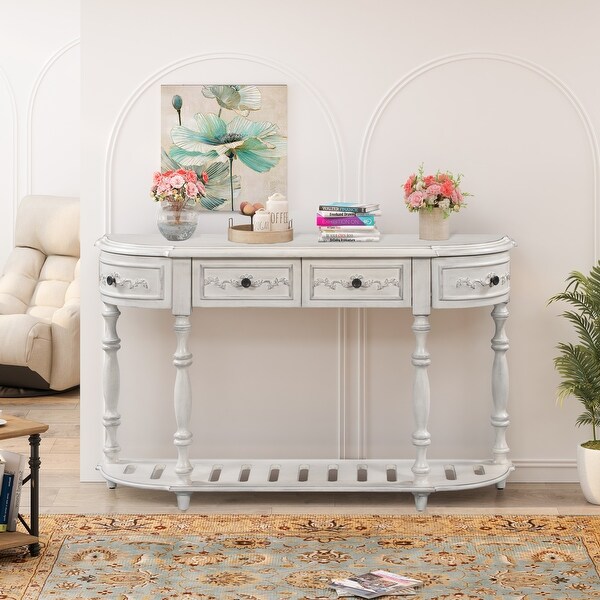 Modern Console Table with 4 Drawers and 1 Shelf