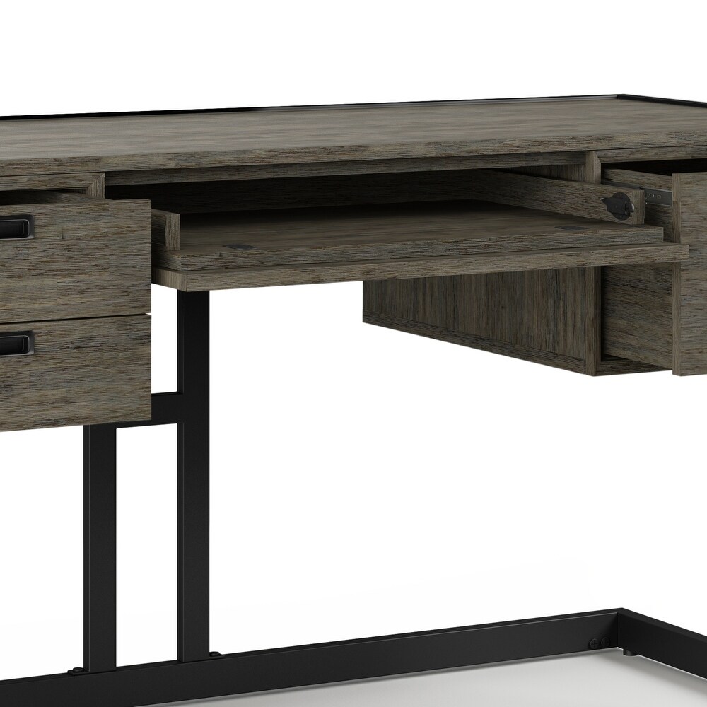 WYNDENHALL Arley SOLID ACACIA WOOD Modern Industrial 60 inch Wide Desk in Weathered Grey