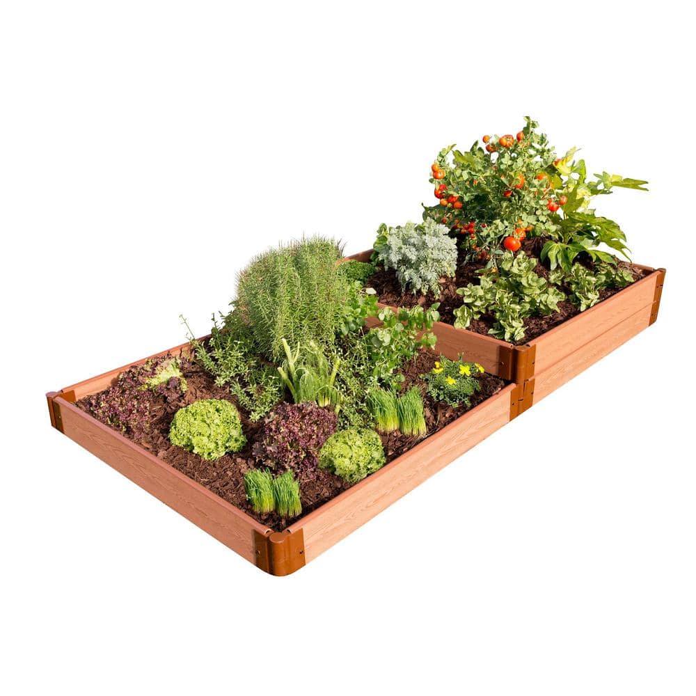 Frame It All Classic Sienna Composite Raised Garden Bed Terraced 4 ft. x 8 ft. x 11 in. - 1 in. profile 300001405