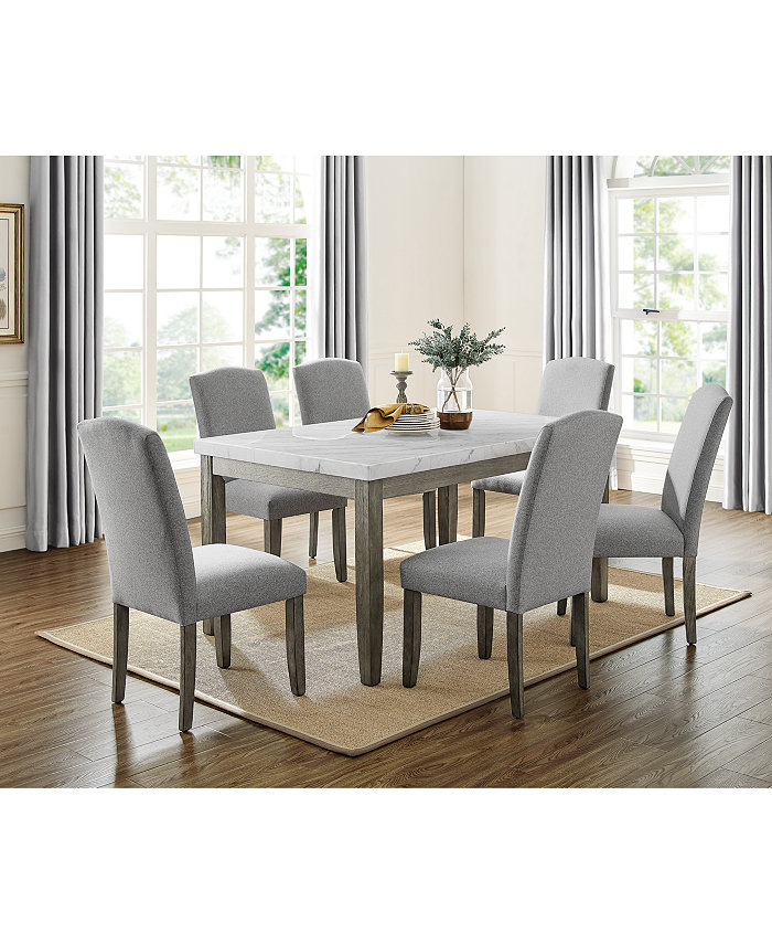 Furniture Emily Marble Dining 7-Pc Set (Rectangular Table and 6 Side Chairs)